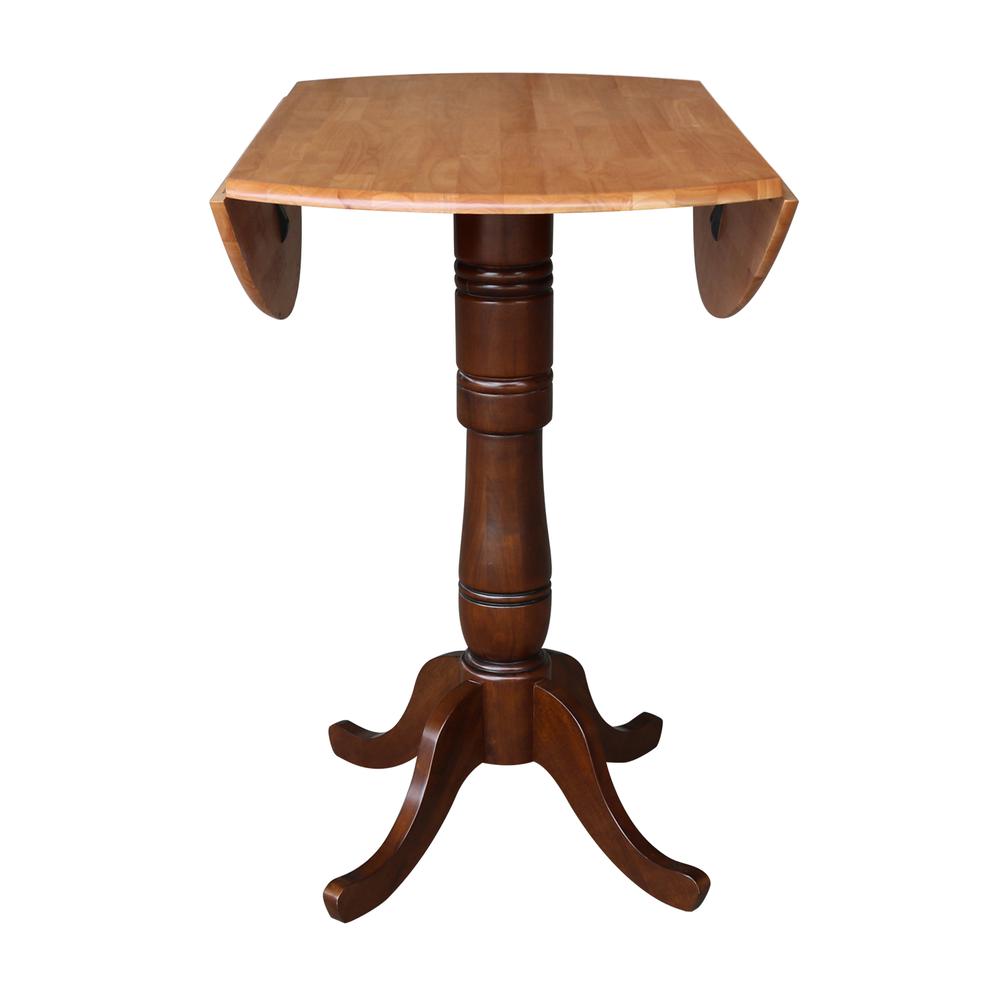 42" Round Dual Drop Leaf Pedestal Table - 35.5"h, Cinnamon/Espresso. Picture 13
