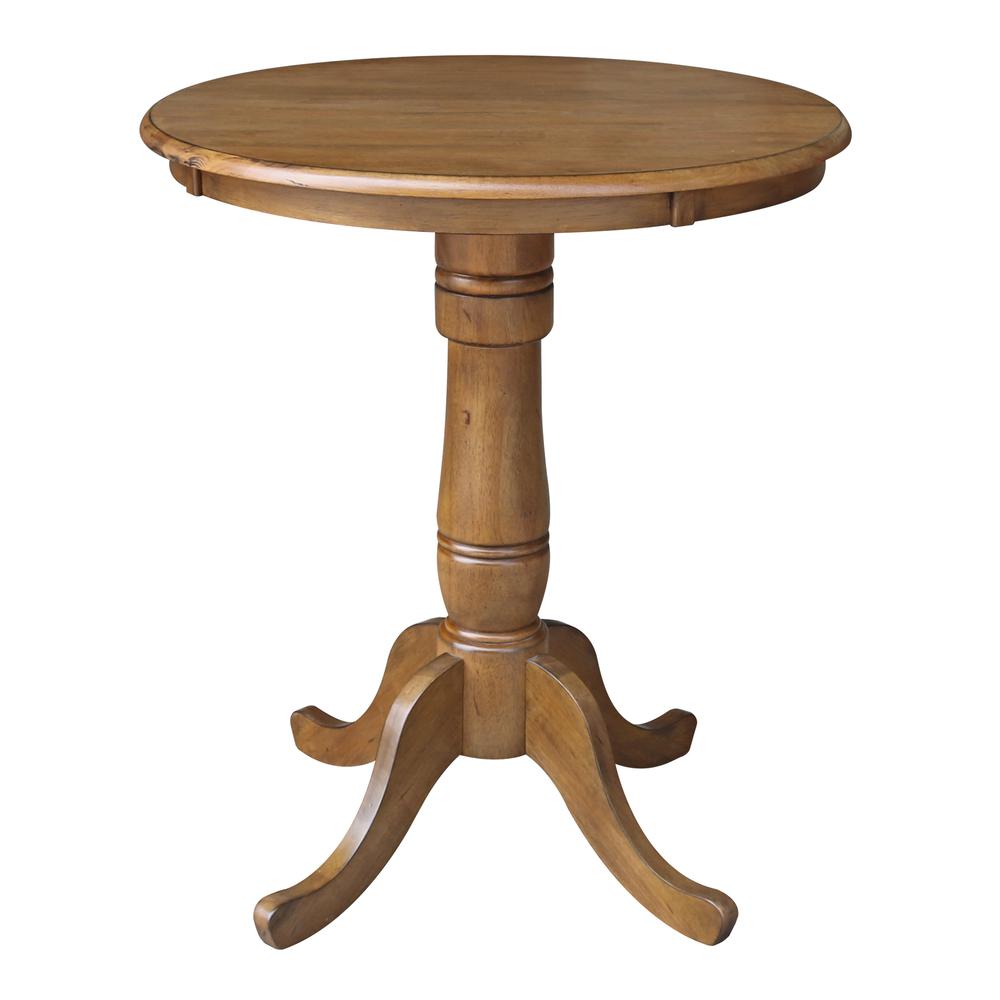 30" Round Top Pedestal Table - 34.9"H, Pecan. Picture 9