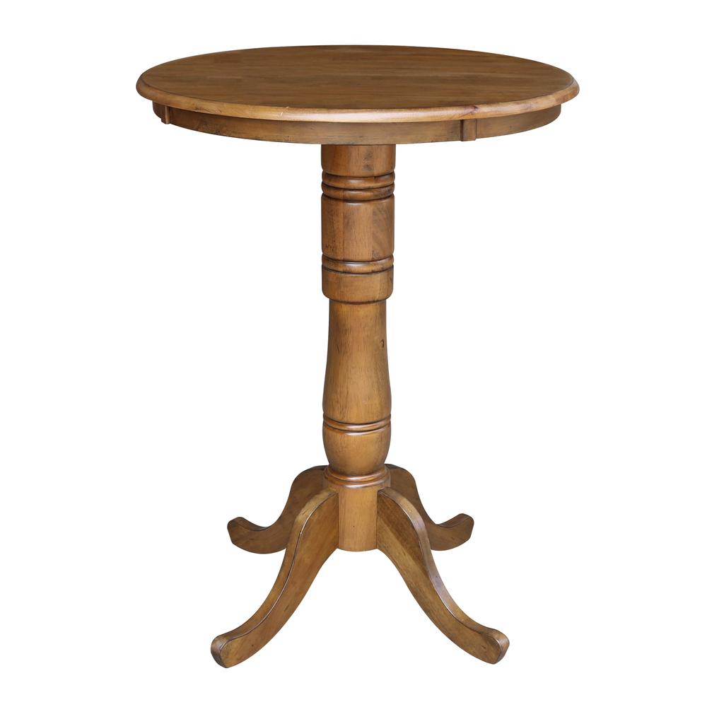 30" Round Top Pedestal Table - 34.9"H, Pecan. Picture 7
