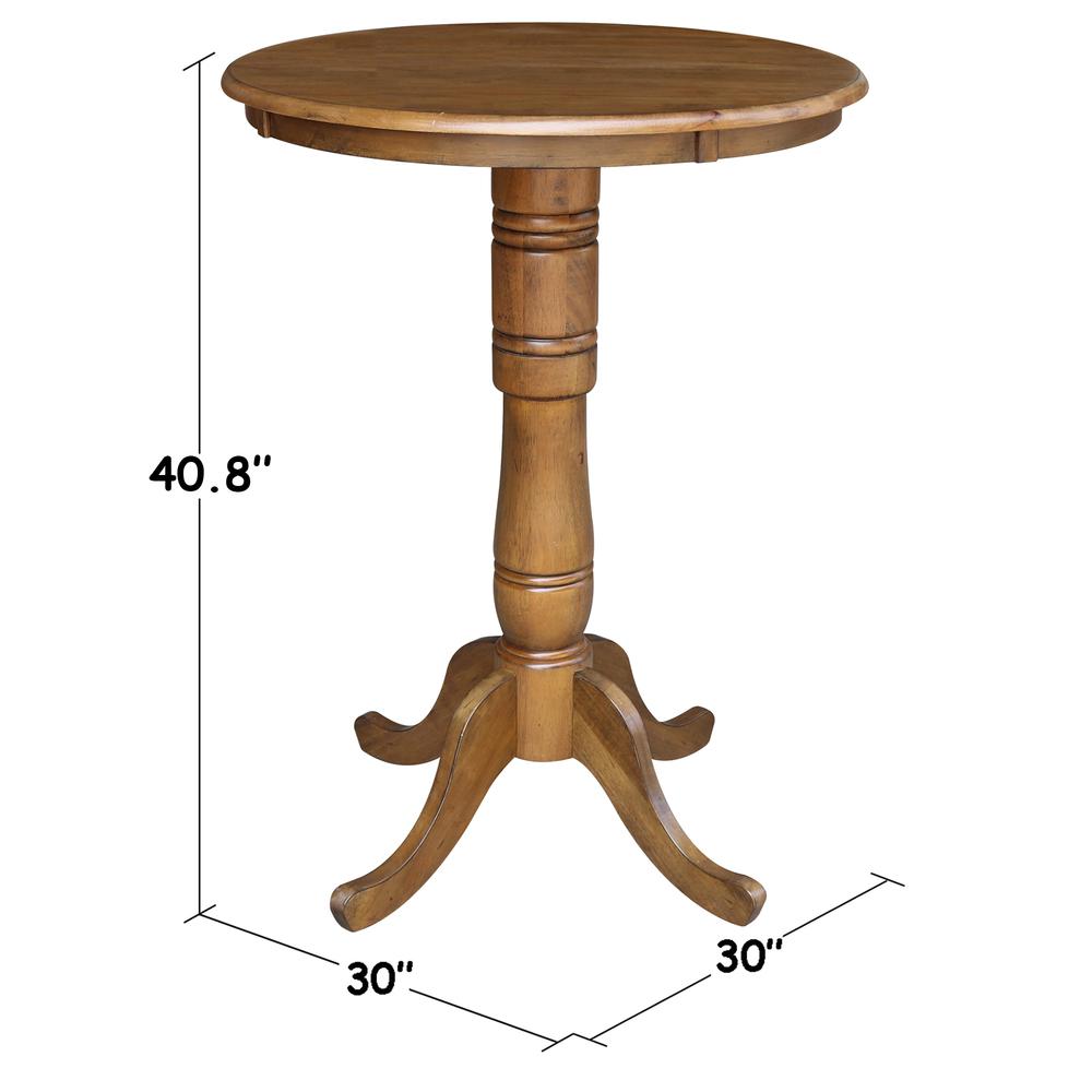 30" Round Top Pedestal Table - 34.9"H, Pecan. Picture 4