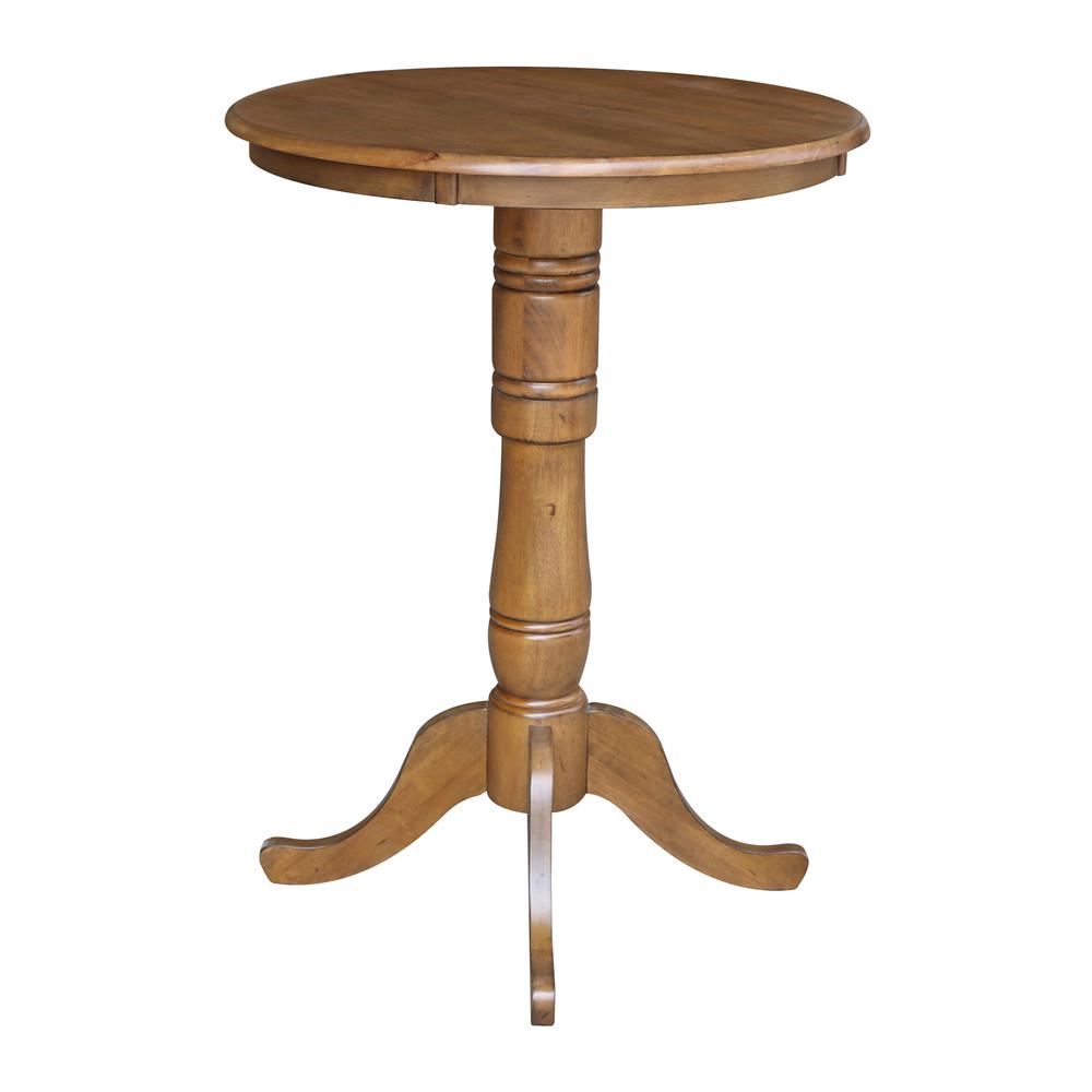 30" Round Top Pedestal Table - 34.9"H, Pecan. Picture 5