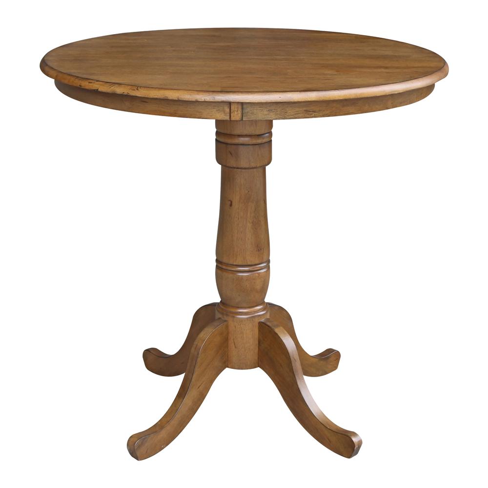 36" Round Top Pedestal Table - 34.9"H, Pecan. Picture 10