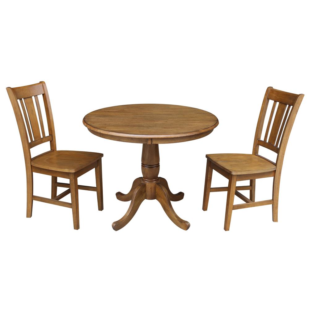 36" Round Top Pedestal Table - With 2 Chairs. Picture 1