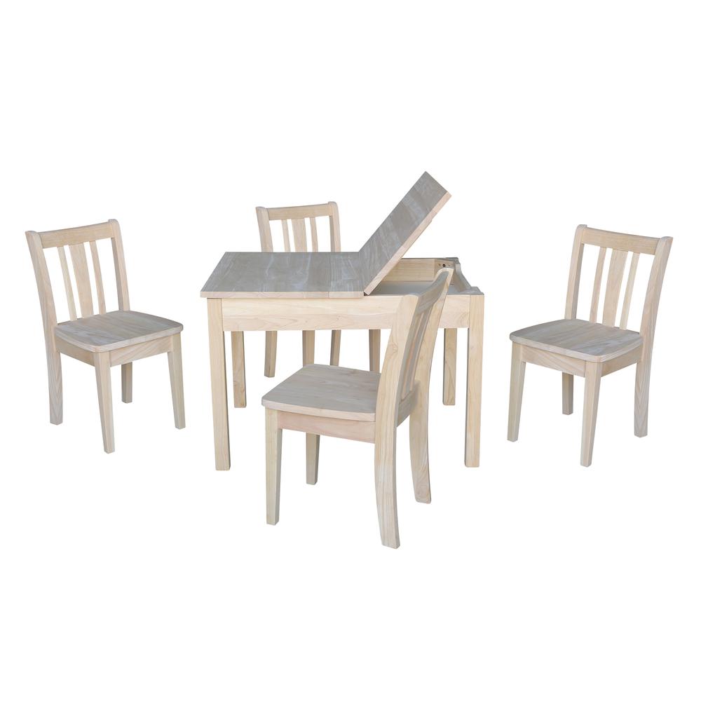 Table With 4 San Remo Juvenile Chairs, Unfinished. Picture 1