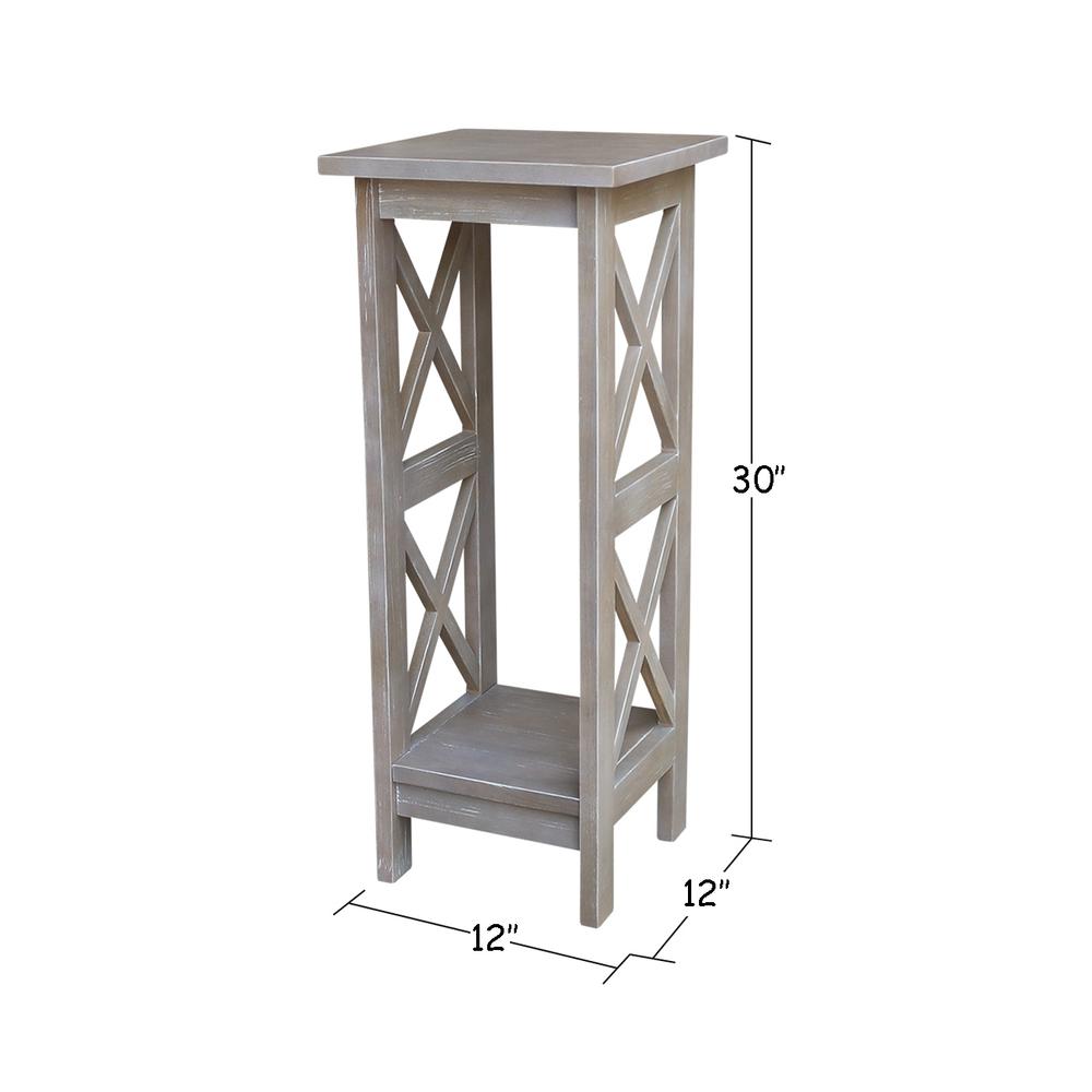 30" X-Sided Plant Stand , Washed Gray Taupe. Picture 1