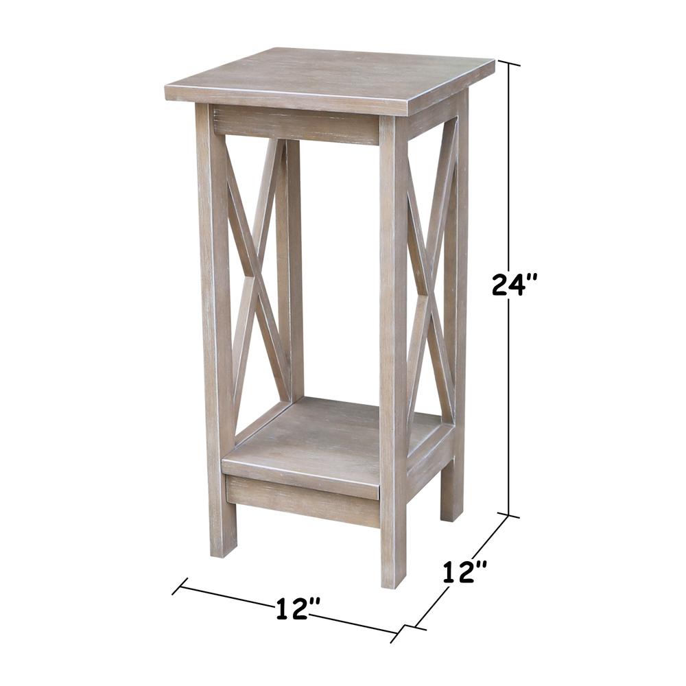 24" X-Sided Plant Stand , Washed Gray Taupe. Picture 1