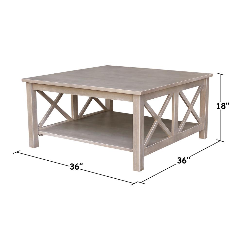 Hampton Square Coffee Table, Washed Gray Taupe. Picture 1