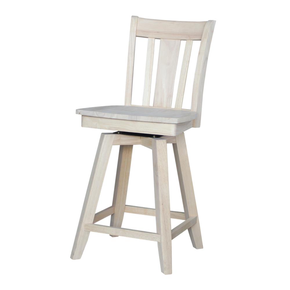 San Remo Counter height Stool - With Swivel And Auto Return - 24" Seat Height, Unfinished. Picture 2
