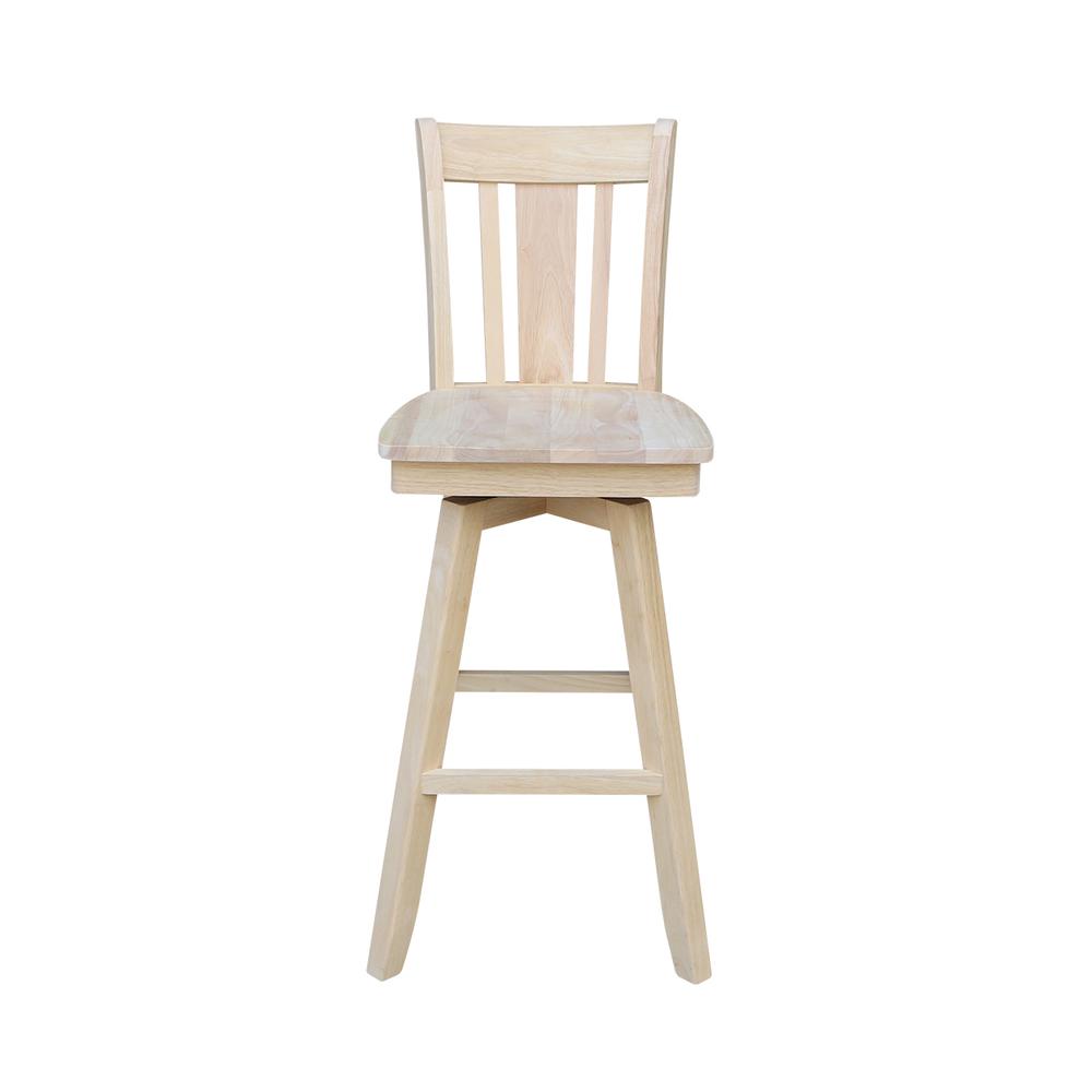 San Remo Bar height Stool - With Swivel And Auto Return -30." Seat Height, Unfinished. Picture 3