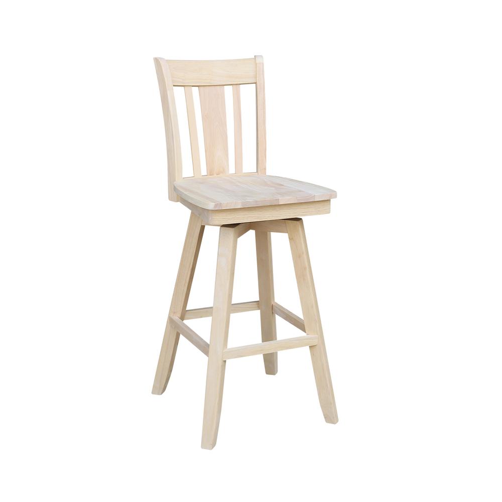 San Remo Bar height Stool - With Swivel And Auto Return -30." Seat Height, Unfinished. Picture 2