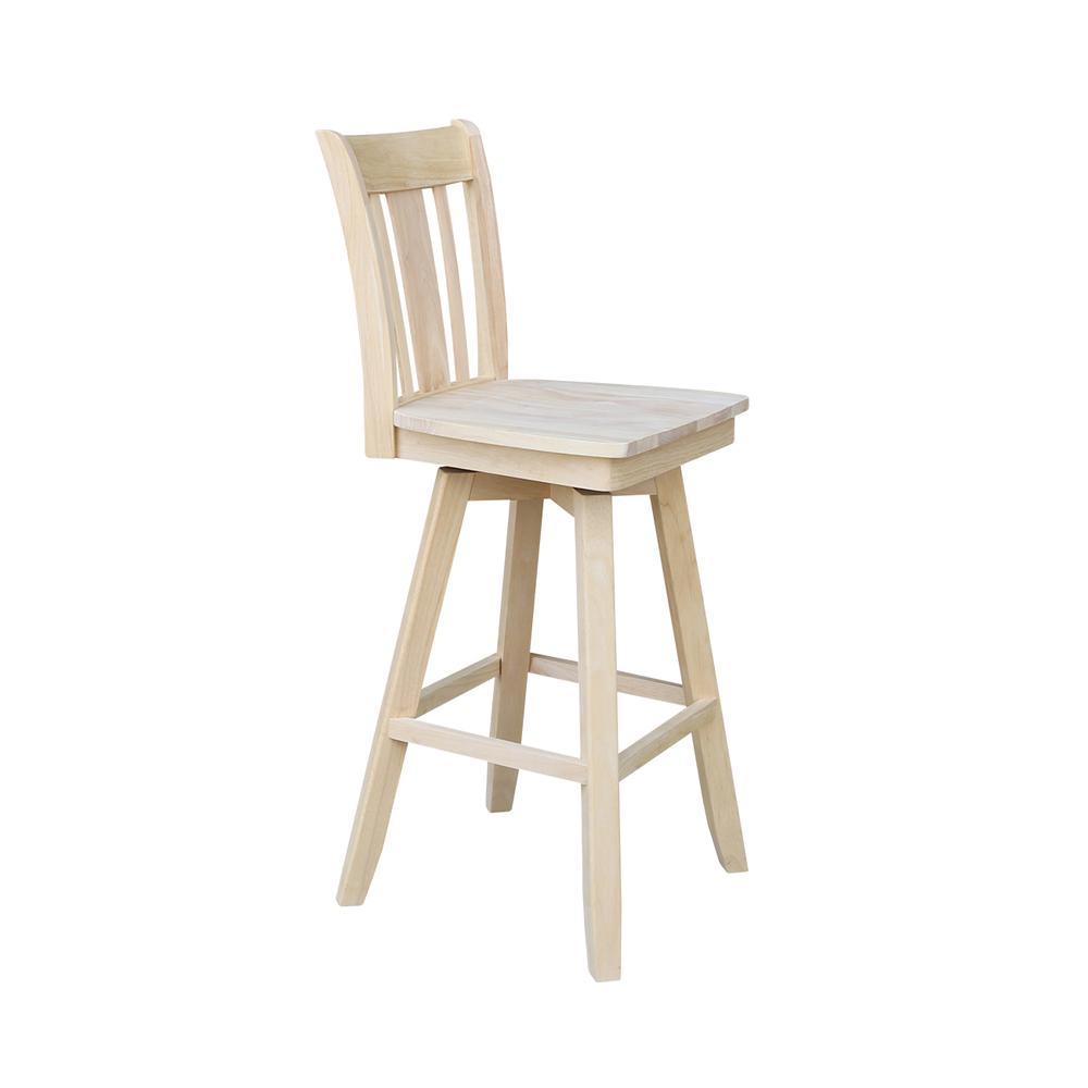 San Remo Bar height Stool - With Swivel And Auto Return -30." Seat Height, Unfinished. Picture 7