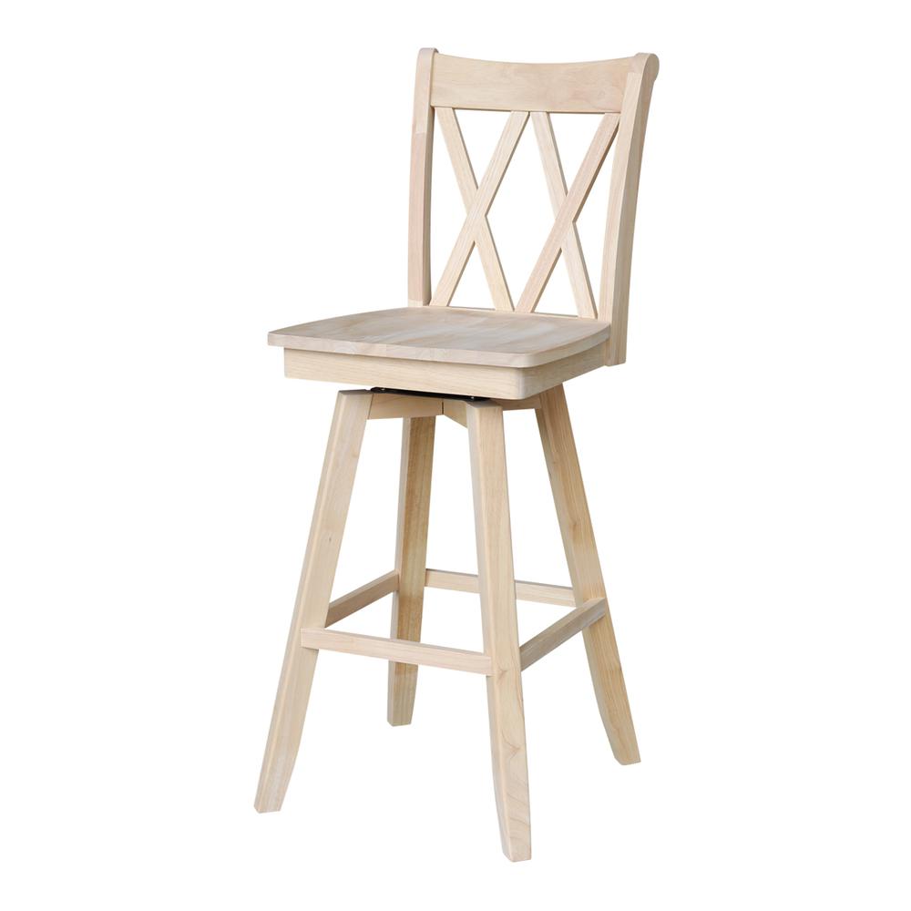 Double "X" Back Bar height Stool - With Swivel And Auto Return - 30" Seat Height , Unfinished. Picture 10