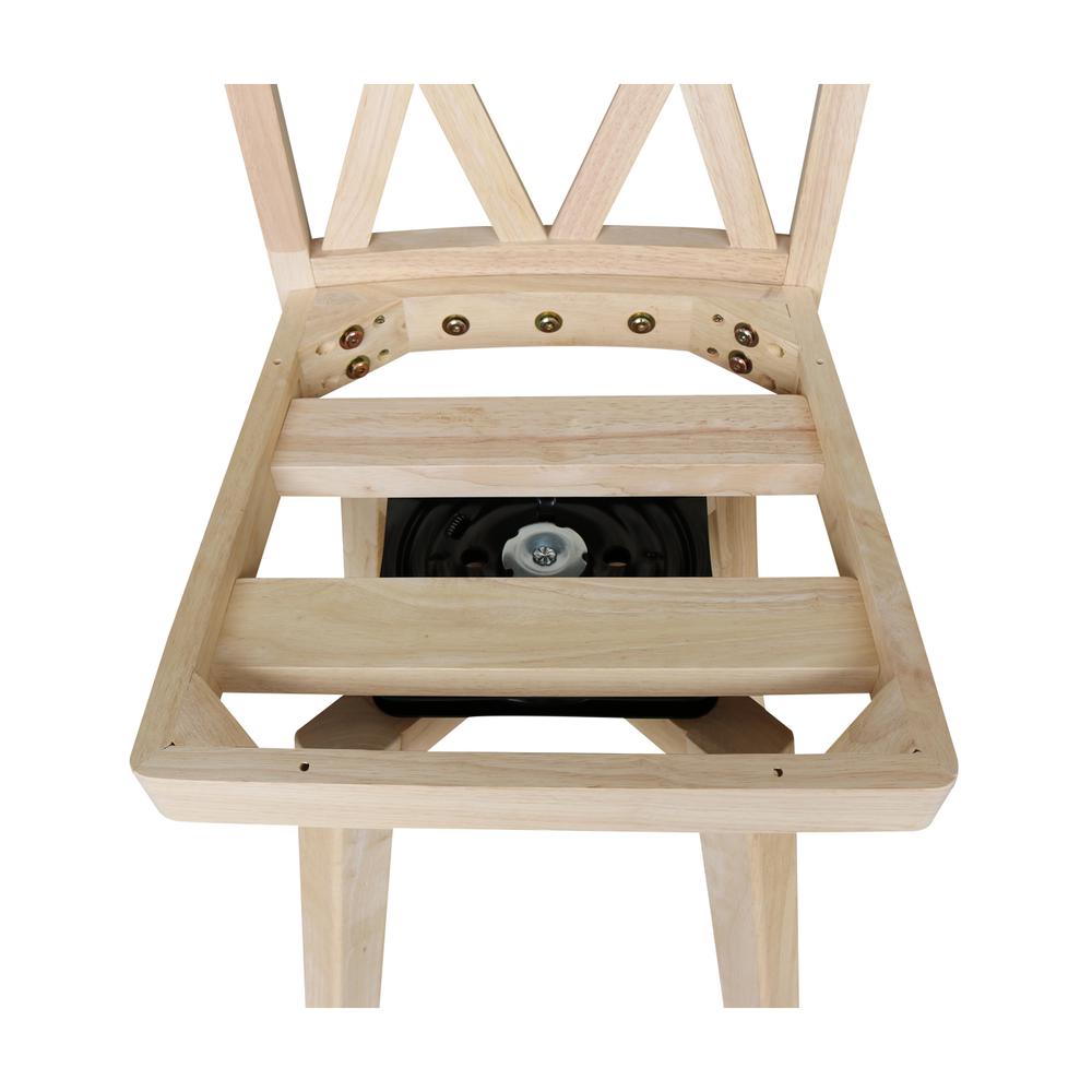 Double "X" Back Bar height Stool - With Swivel And Auto Return - 30" Seat Height , Unfinished. Picture 5