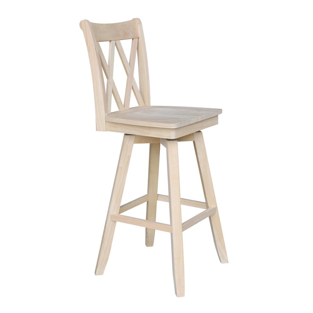 Double "X" Back Bar height Stool - With Swivel And Auto Return - 30" Seat Height , Unfinished. Picture 6