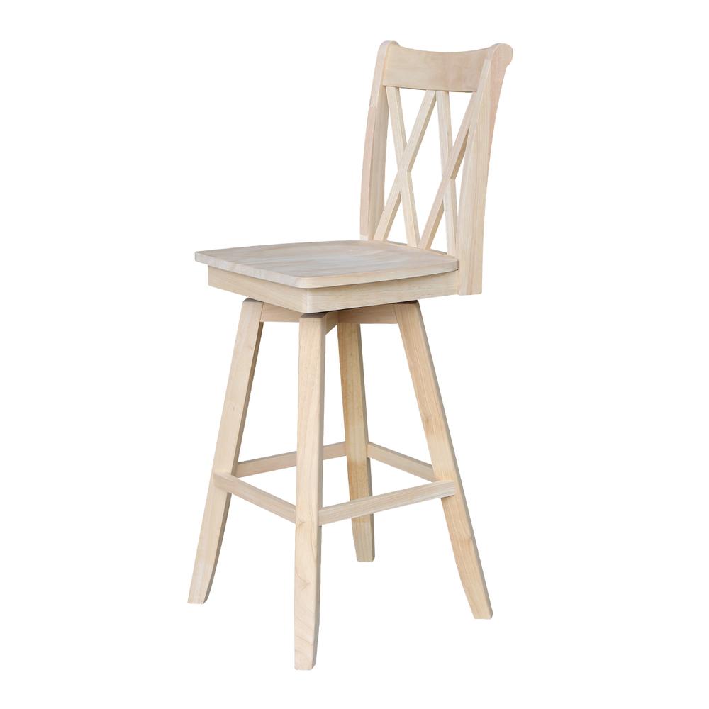 Double "X" Back Bar height Stool - With Swivel And Auto Return - 30" Seat Height , Unfinished. Picture 7