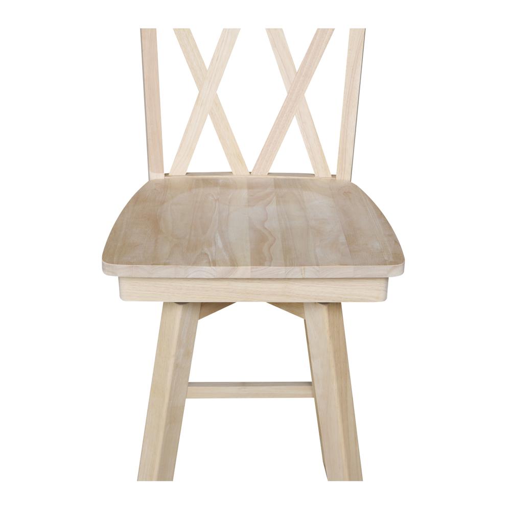 Double "X" Back Bar height Stool - With Swivel And Auto Return - 30" Seat Height , Unfinished. Picture 9