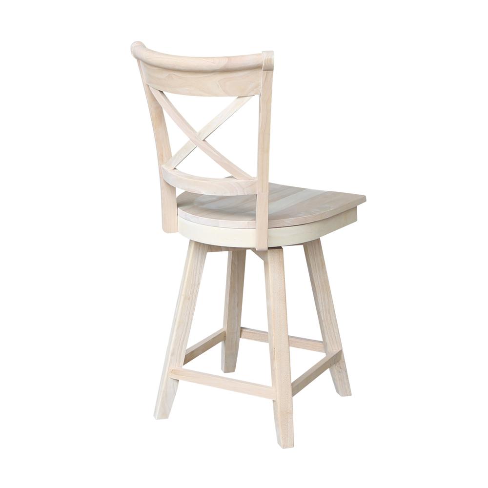 Charlotte Counter height Stool - 24" Seat Height - With Swivel And Auto Return, Unfinished. Picture 1