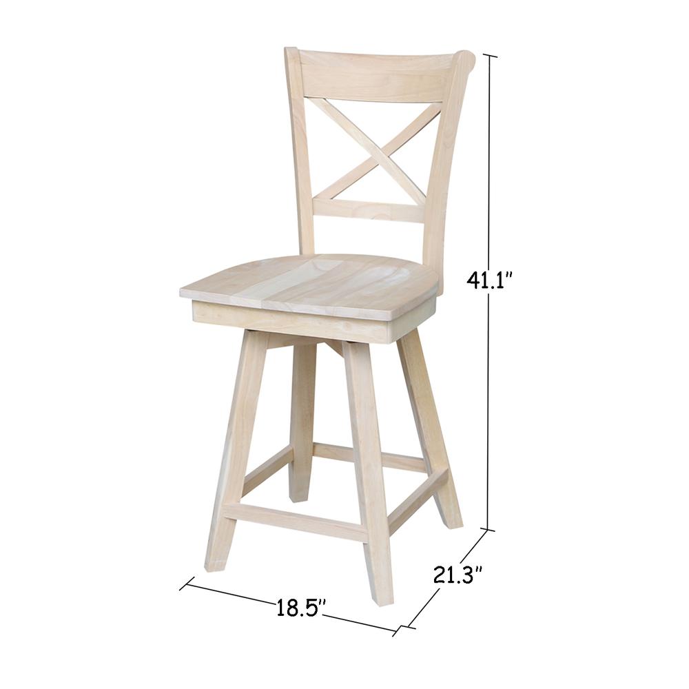 Charlotte Counter height Stool - 24" Seat Height - With Swivel And Auto Return, Unfinished. Picture 2