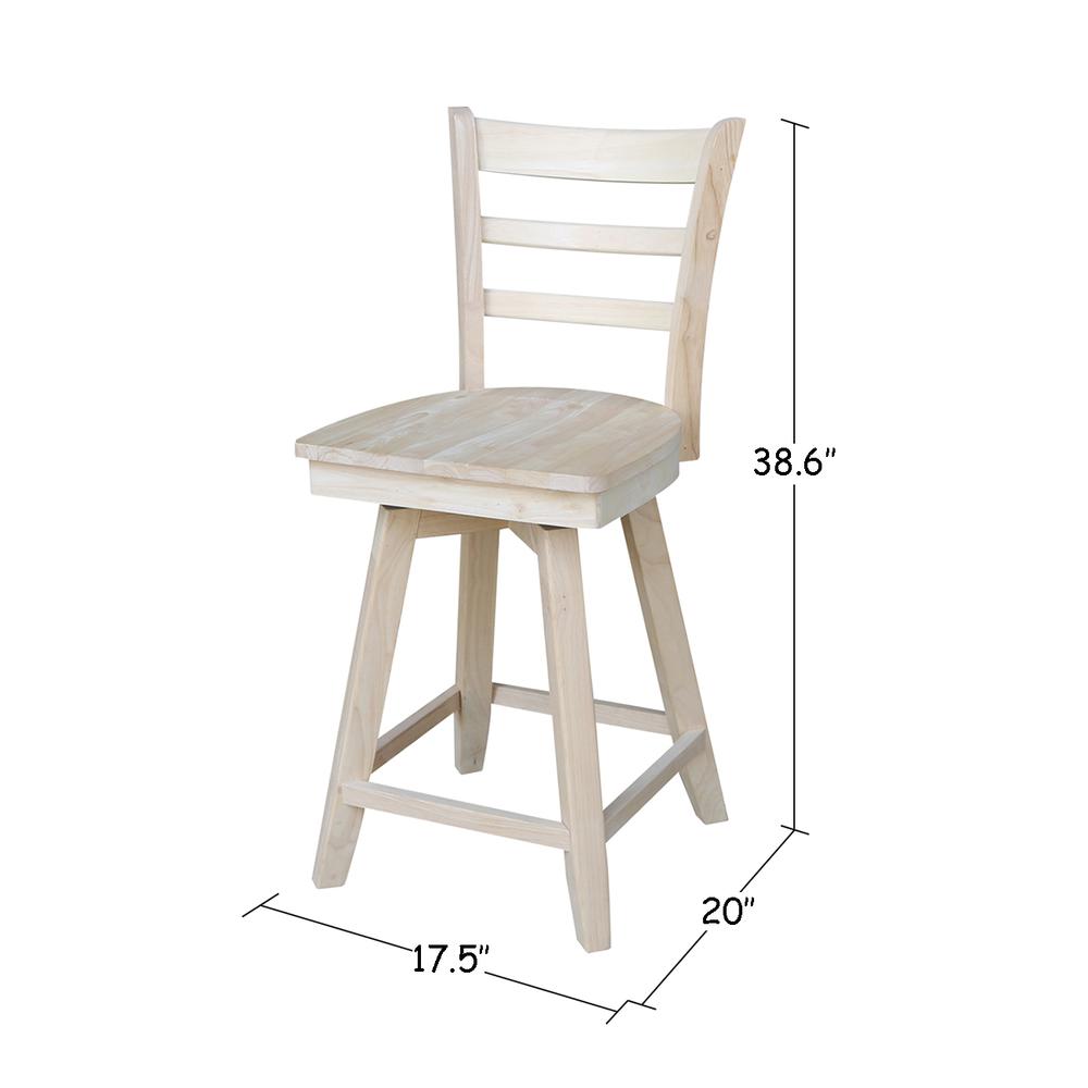 Emily Counter height Stool - 24" Seat Height - With Swivel And Auto Return, Unfinished. Picture 2