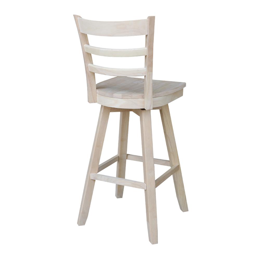 Emily Bar height Stool - 30" Seat Height - With Swivel And Auto Return, Unfinished. Picture 1