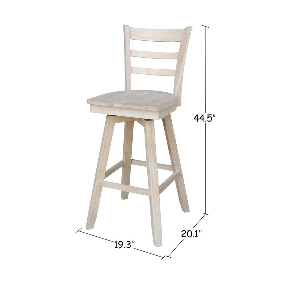 Emily Bar height Stool - 30" Seat Height - With Swivel And Auto Return, Unfinished. Picture 2