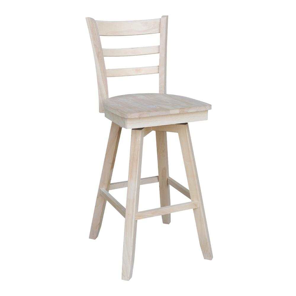 Emily Bar height Stool - 30" Seat Height - With Swivel And Auto Return, Unfinished. Picture 3