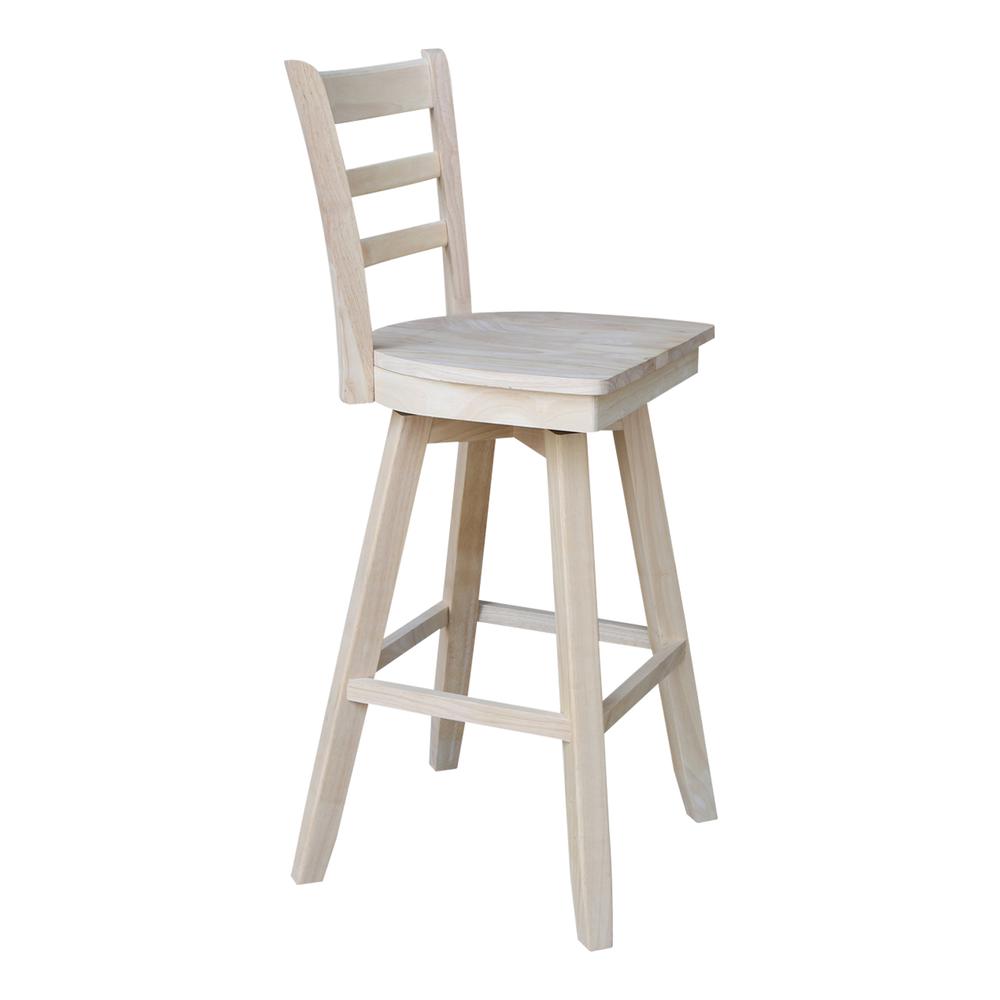 Emily Bar height Stool - 30" Seat Height - With Swivel And Auto Return, Unfinished. Picture 7