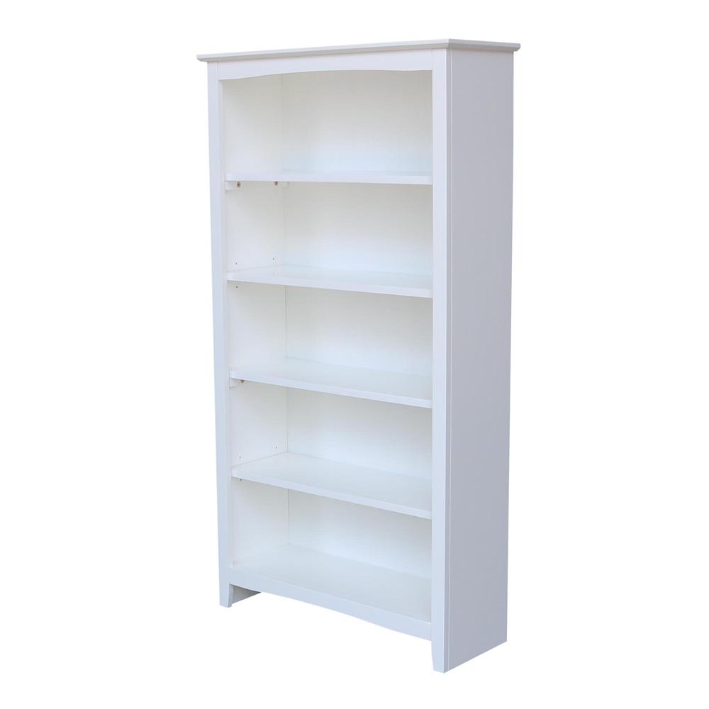 Shaker Bookcase - 60"H, White, White. Picture 14