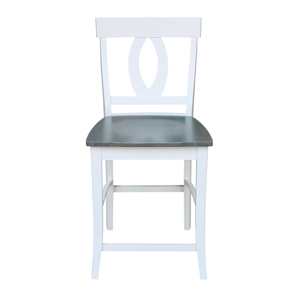 Verona Counter height Stool - 24" Seat Height, White/Heather gray. Picture 5