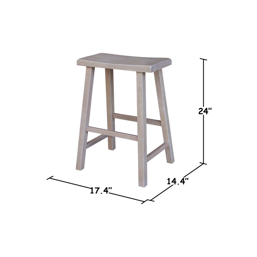 Saddle Seat Counter Height Stool in Washed Gray Taupe with 24 in. Seat Height. Picture 7