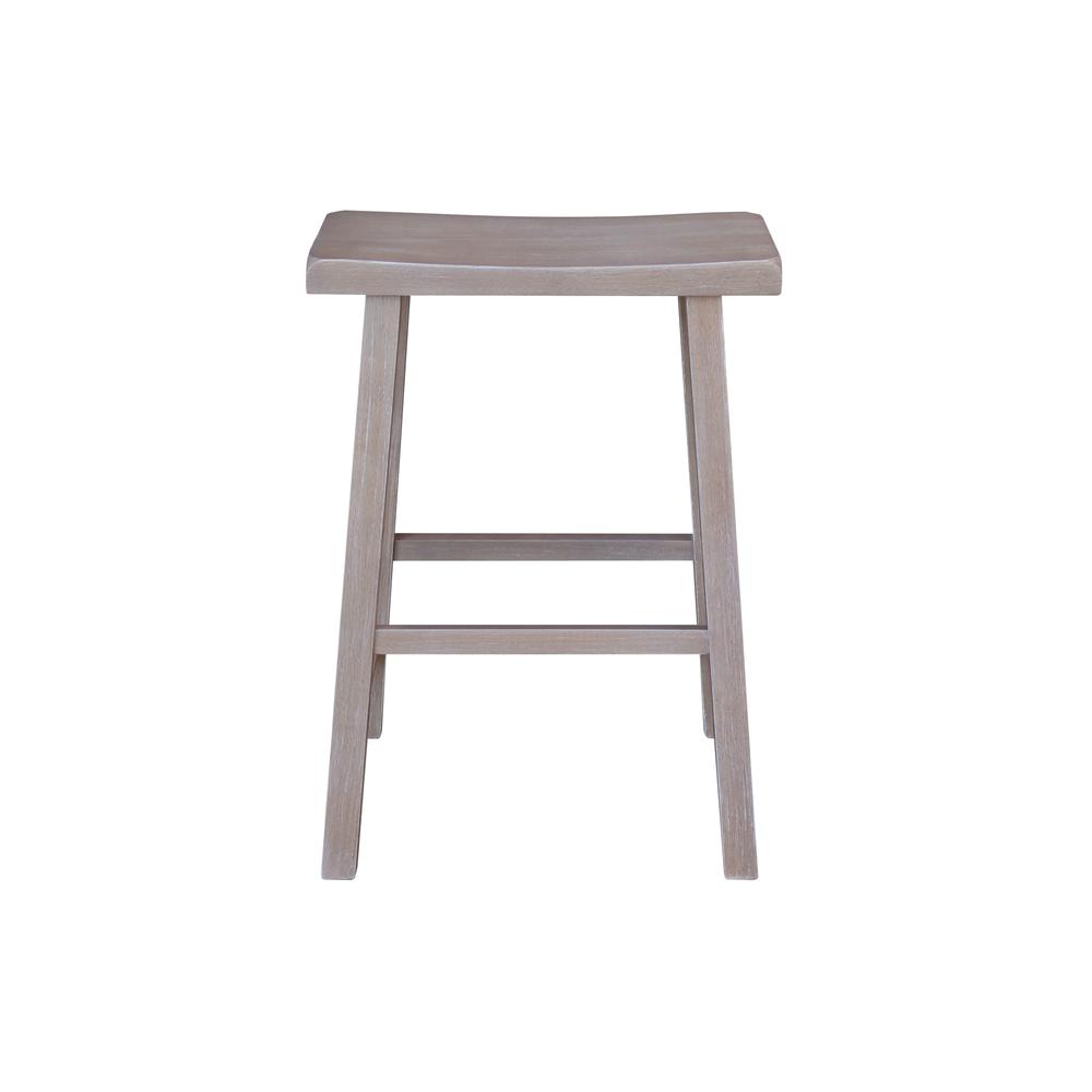 Saddle Seat Counter Height Stool in Washed Gray Taupe with 24 in. Seat Height. Picture 3