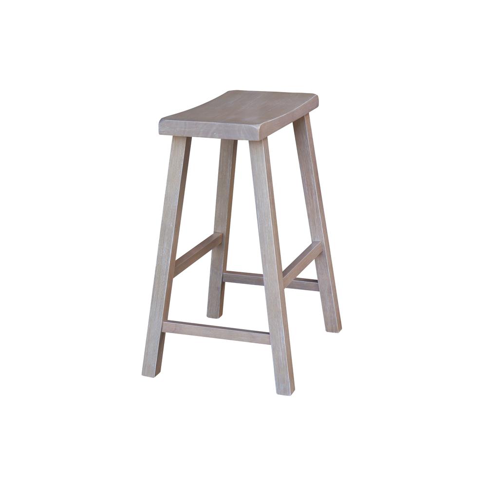 Saddle Seat Counter Height Stool in Washed Gray Taupe with 24 in. Seat Height. Picture 4