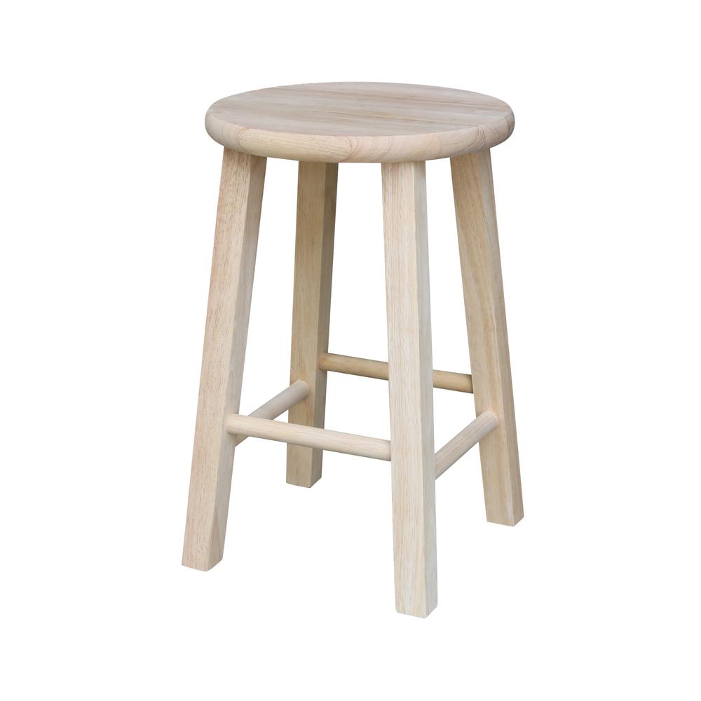 Round Top Stool - 18" Seat Height, Unfinished. Picture 1