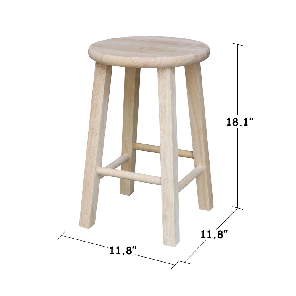 Round Top Stool - 18" Seat Height, Unfinished. Picture 4