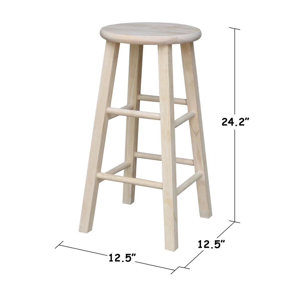 Round Top Stool - 24" Seat Height, Unfinished. Picture 6