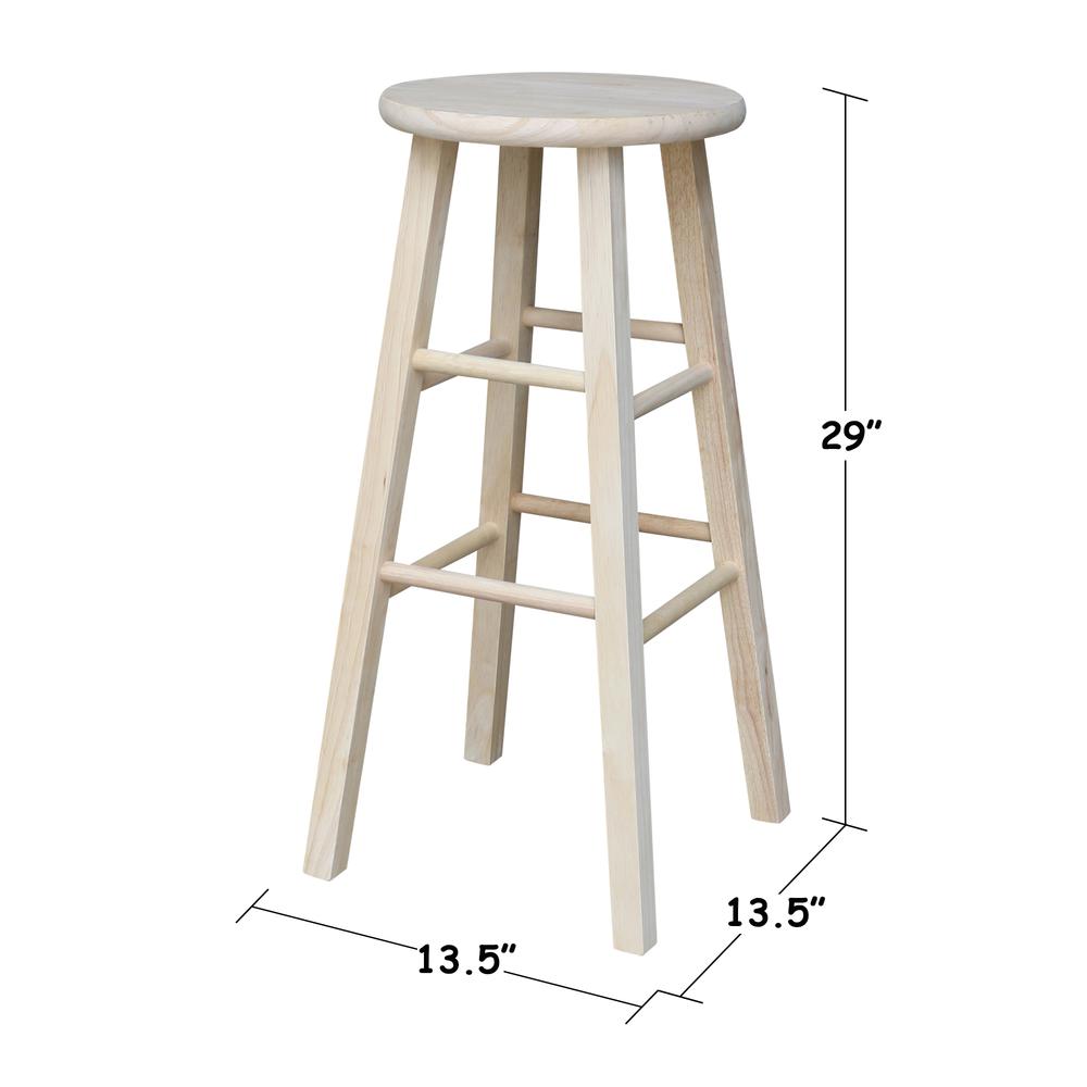 Round Top Stool - 29" Seat Height, Unfinished. Picture 5