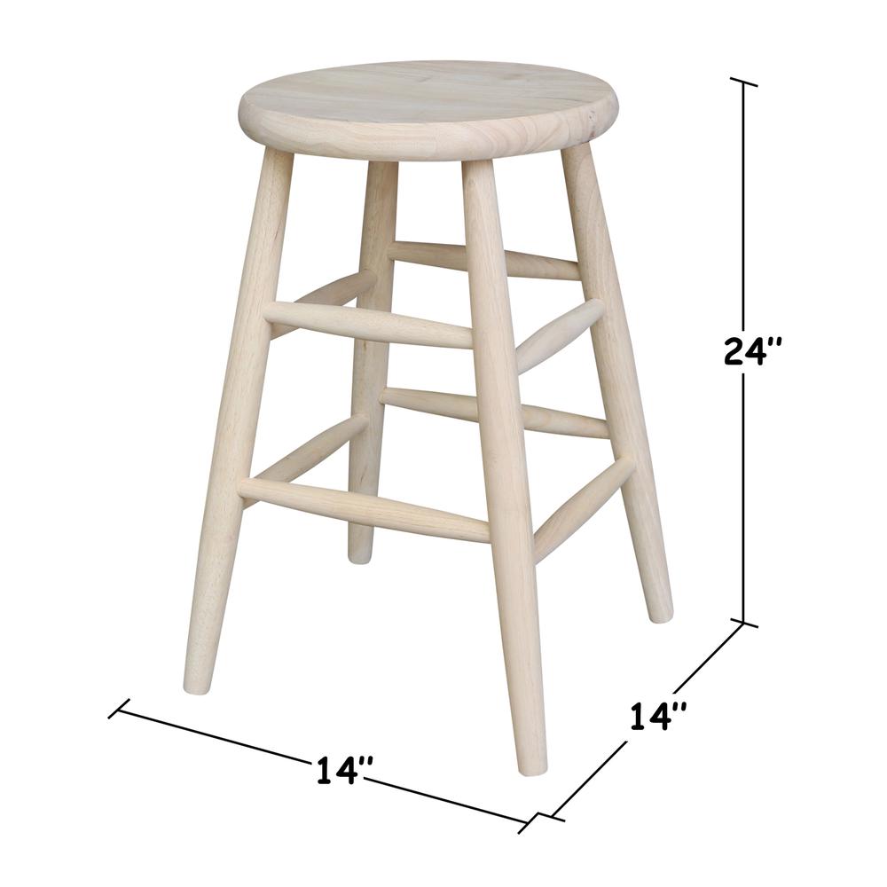 Scooped Seat Stool - 24" Seat Height, Unfinished. Picture 1