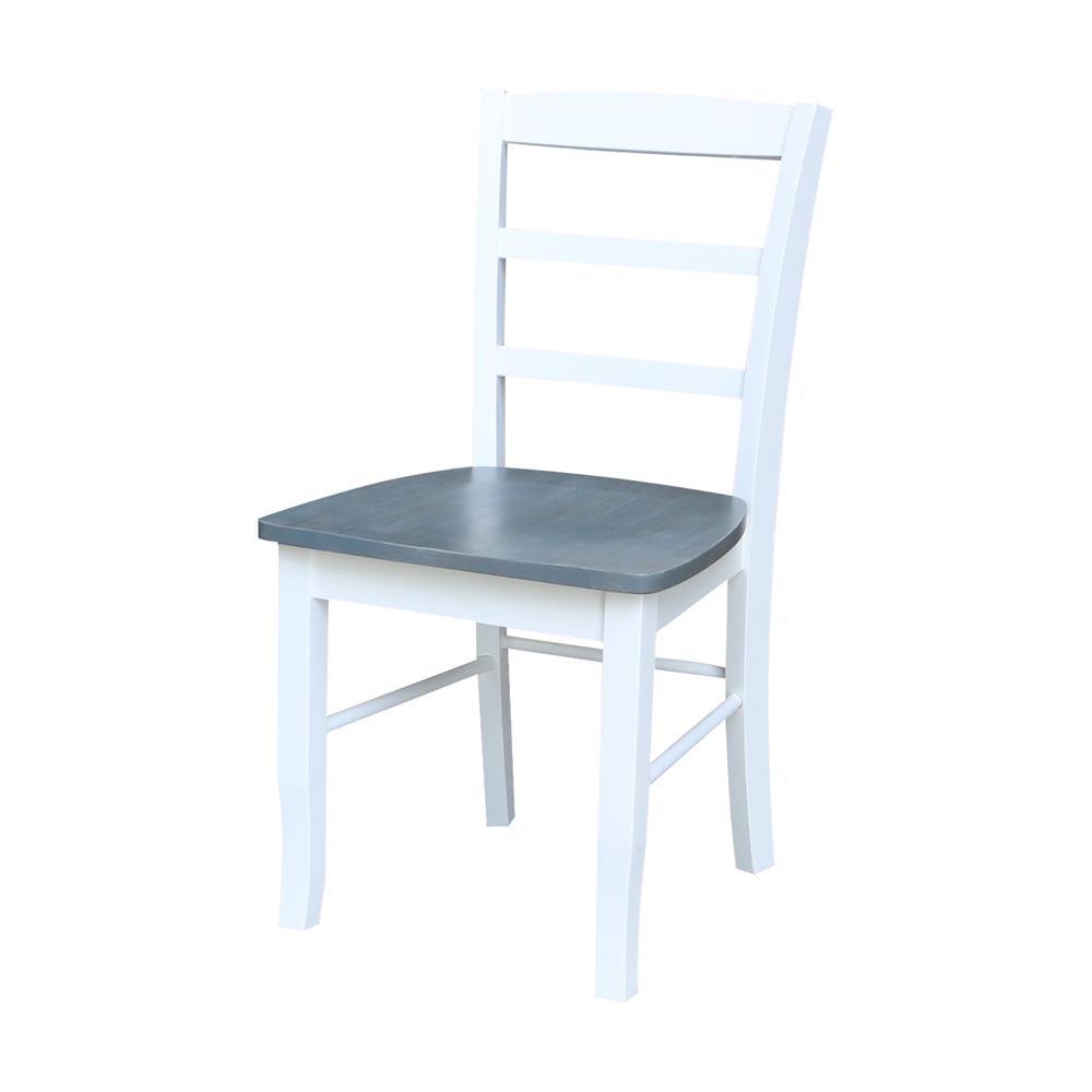 Madrid Ladderback Chairs - Set of 2, White/Heather Gray. Picture 1