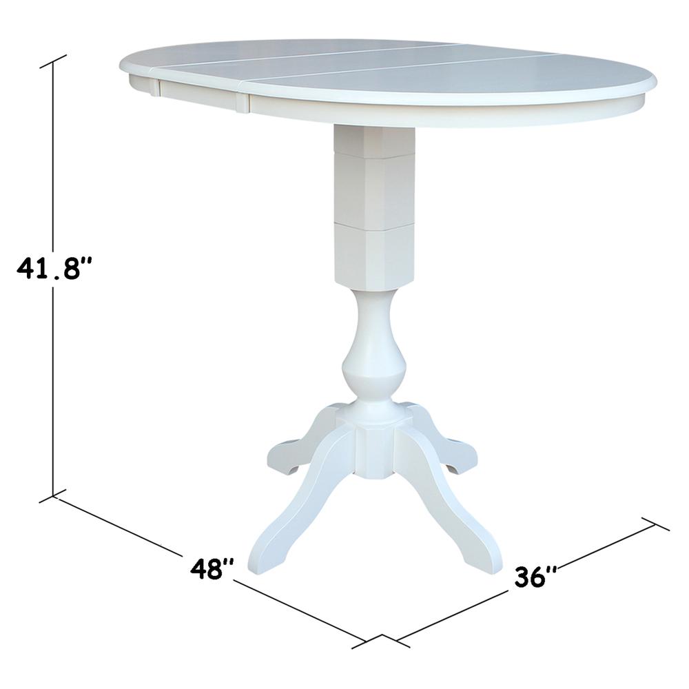 36" Round Top Pedestal Table With 12" Leaf - 40.9"H - Dining, Counter, or Bar Height, White. Picture 1