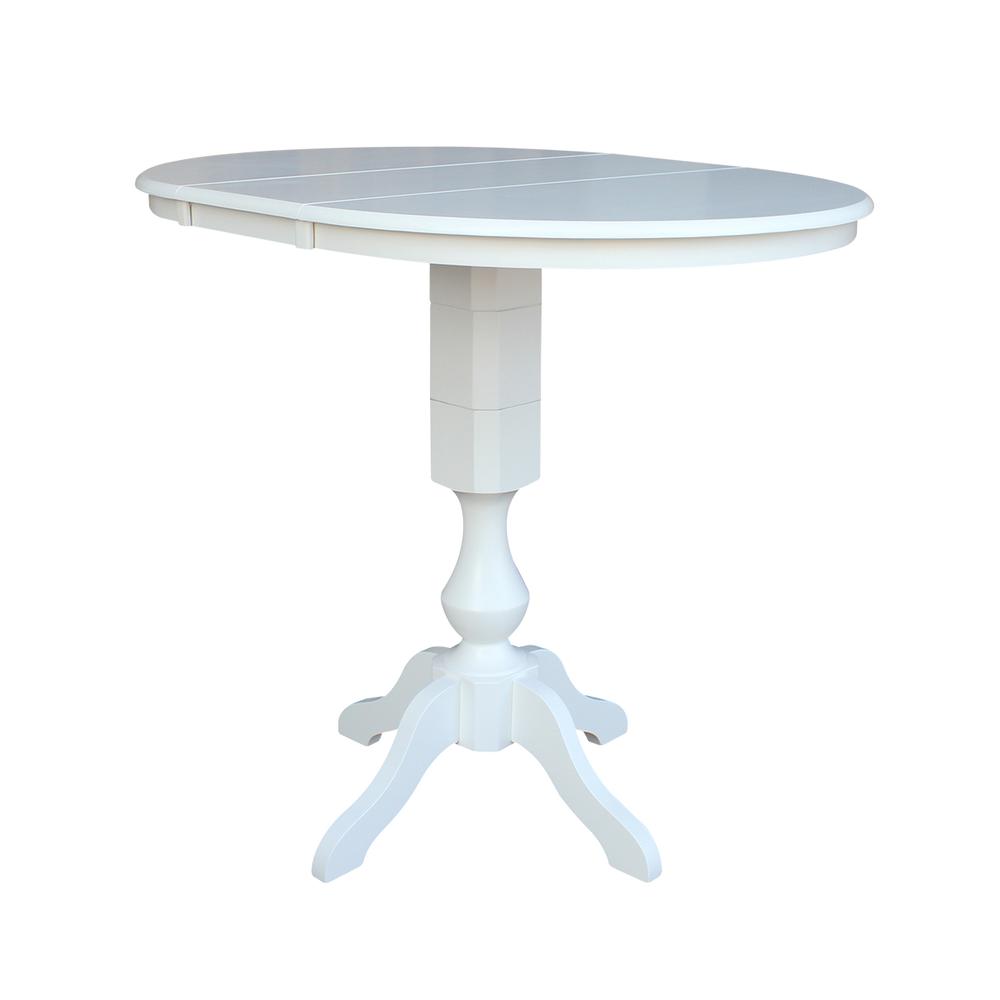 36" Round Top Pedestal Table With 12" Leaf - 40.9"H - Dining, Counter, or Bar Height, White. Picture 7