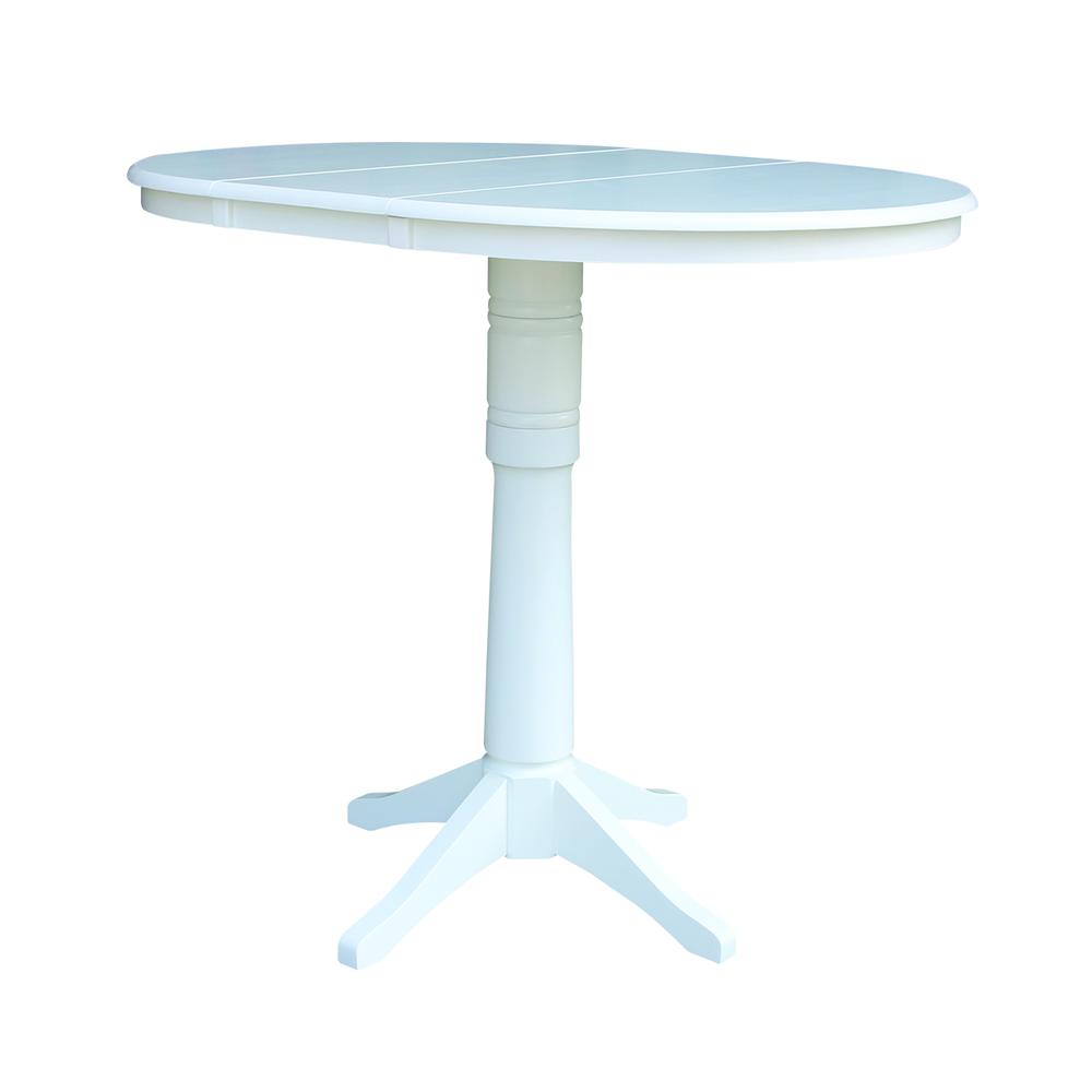 36" Round Top Pedestal Table With 12" Leaf - 34.9"H - Dining or Counter Height, White. Picture 14