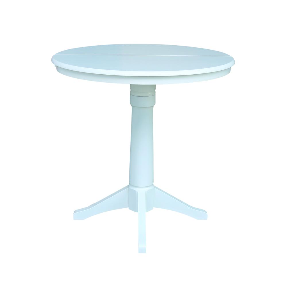 36" Round Top Pedestal Table With 12" Leaf - 34.9"H - Dining or Counter Height, White. Picture 5