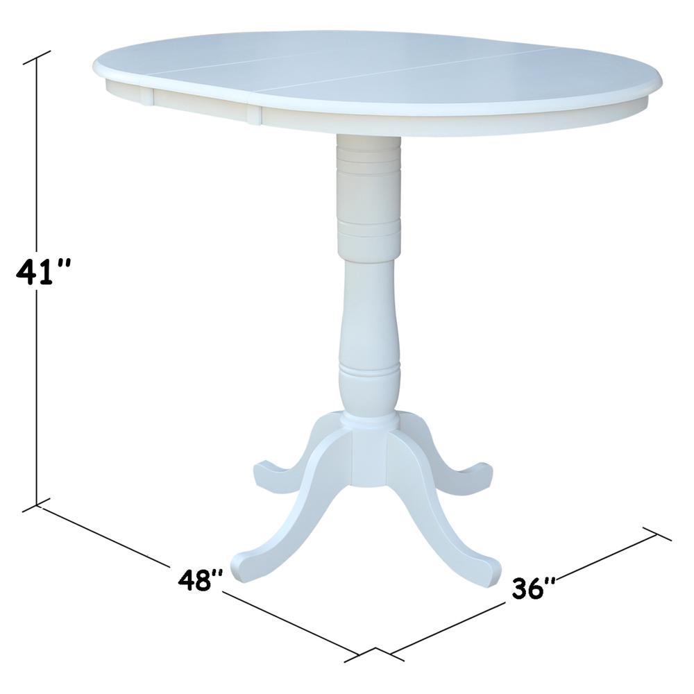 36" Round Top Pedestal Table With 12" Leaf - 40.9"H - Dining Height, Counter Height, or Bar Height, White. Picture 3