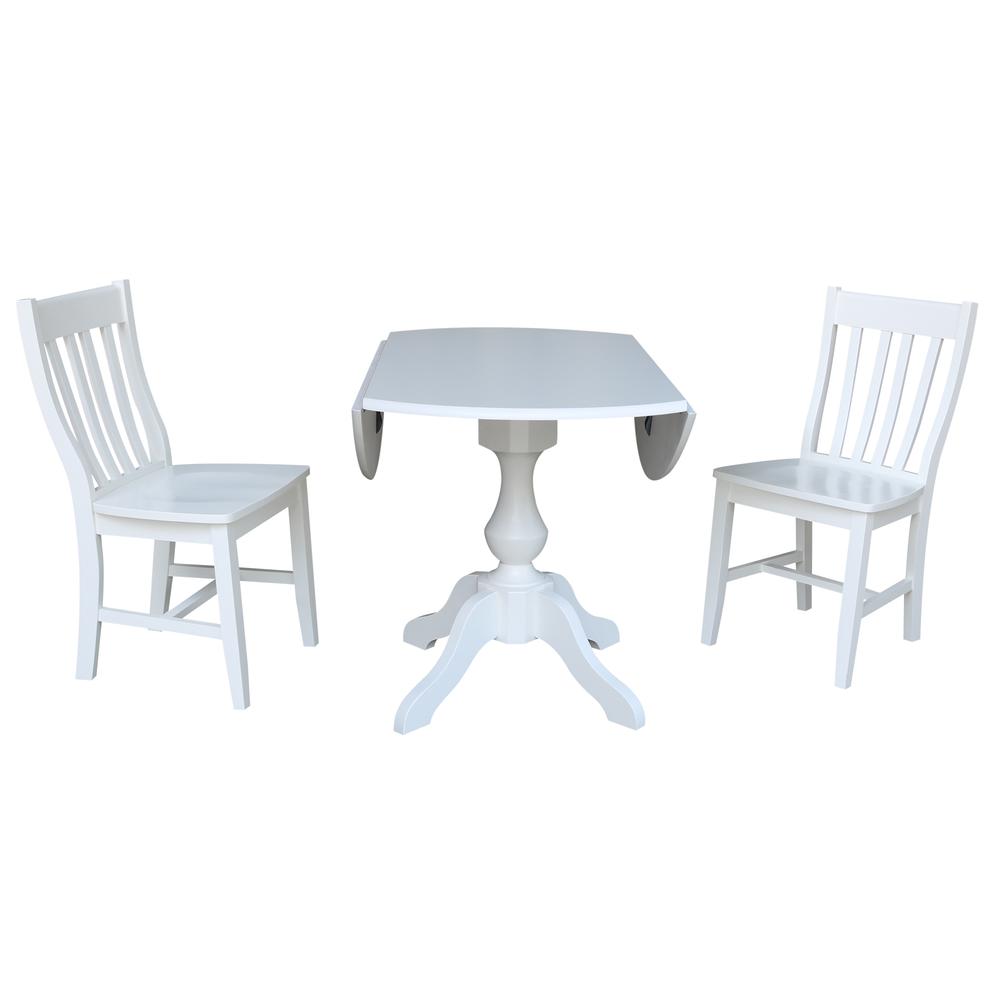 42 In Round Top Pedestal Table with 2 Chairs. Picture 2
