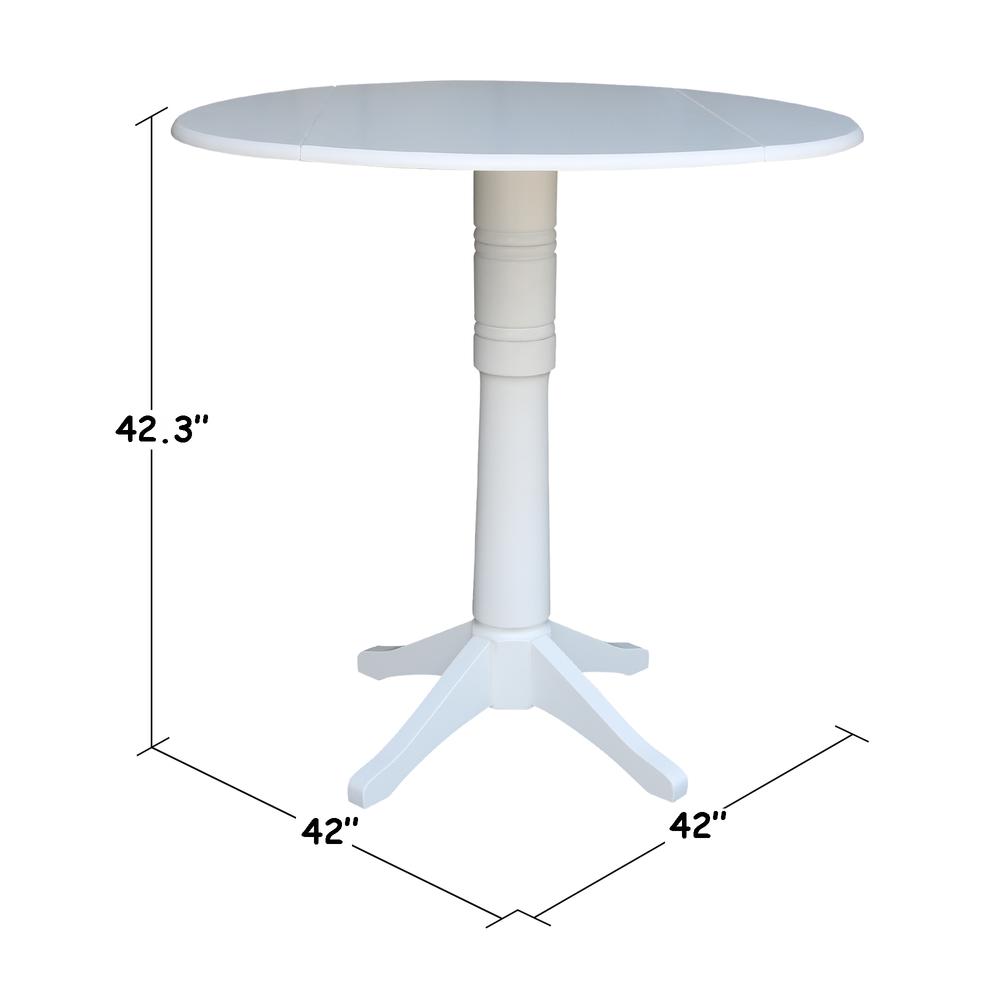 42 In Round dual drop Leaf Pedestal Table - 42.3 "H, White. Picture 1