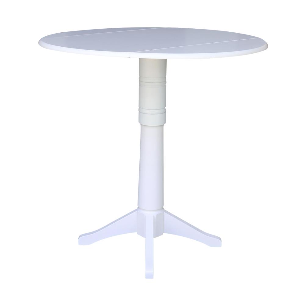 42 In Round dual drop Leaf Pedestal Table - 42.3 "H, White. Picture 4