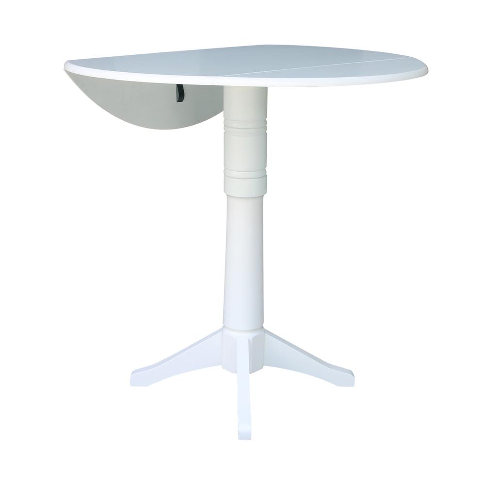 42 In Round dual drop Leaf Pedestal Table - 42.3 "H, White. Picture 2
