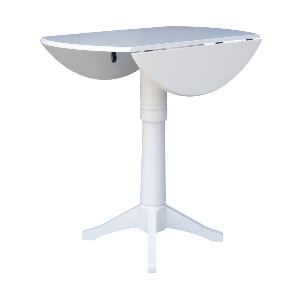42 In Round dual drop Leaf Pedestal Table - 42.3 "H, White. Picture 3