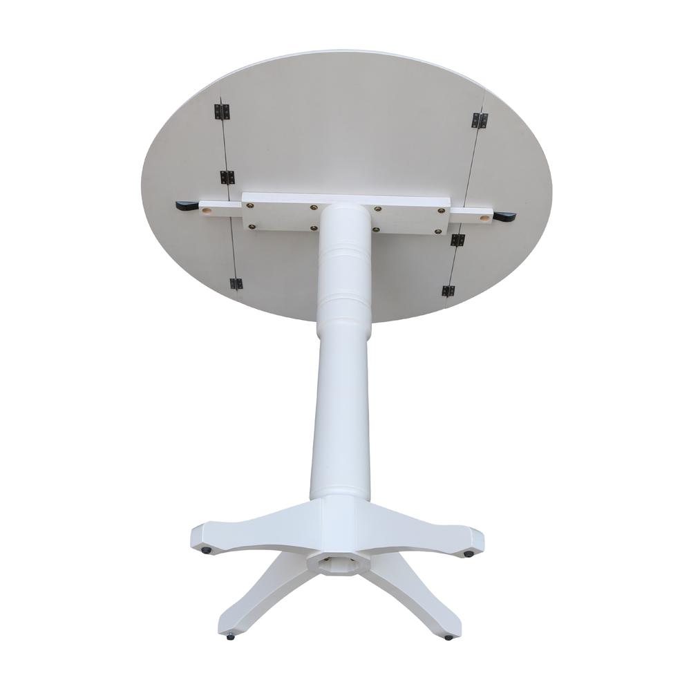 42 In Round dual drop Leaf Pedestal Table - 42.3 "H, White. Picture 5