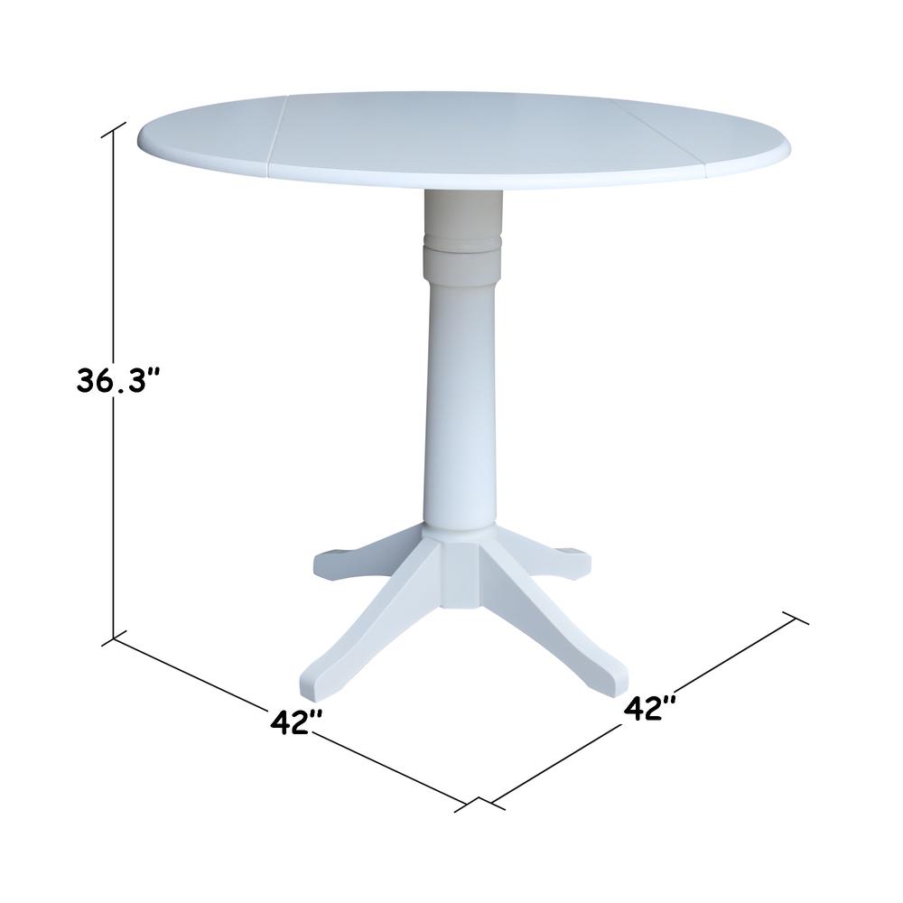 42 In Round dual drop Leaf Pedestal Table - 29.5 "H, White. Picture 45
